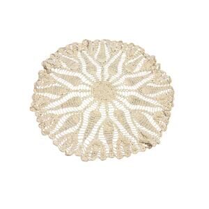 Round beige cotton crochet doily